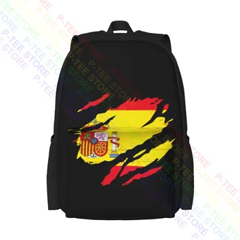 Порванный флаг Испании Испанский Мадрид Национальный футбольный рюкзак Большой емкости Рюкзак для верховой езды