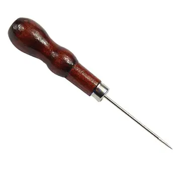 Деревянная ручка, Стальная Игла, Шило для шитья, Дырокол для инструментов для холста и кожи L4MB