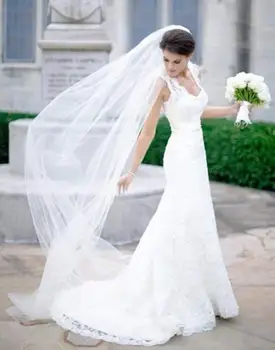 Свадебная фата для невесты в соборе, длинные вуали, простая Часовня, Мягкий тюль для невесты 2024