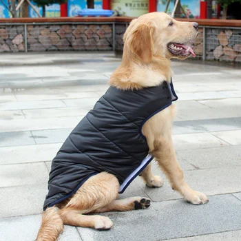 XS-5XL Зимняя двусторонняя куртка для маленьких и больших собак, одежда из светоотражающей хлопчатобумажной теплой непромокаемой ткани, пальто, костюм щенка