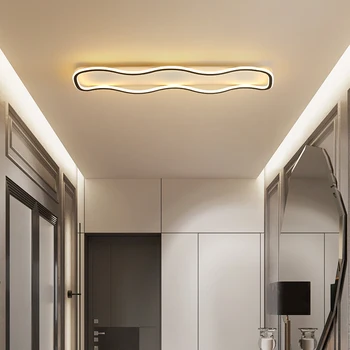 Современный светодиодный потолочный светильник гостиная кухня потолочное украшение дома освещение прямоугольная черно белая комната коридор потолочный светильник