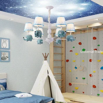 Люстра для детской комнаты, Светильник для спальни мальчика, Люстра в виде голубого слона, теплая и романтичная, Светильник для детской комнаты