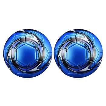 2X профессиональных футбольных мяча Размер 5 Официальный футбольный тренировочный футбольный мяч для соревнований по футболу на открытом воздухе синий