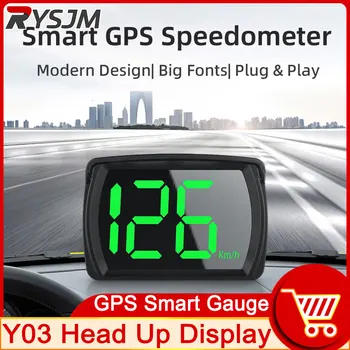 HD Y03 Головной Дисплей Спидометр Миль/ч КМЧ Универсальный Автомобильный GPS для HUD Цифровой Измеритель Скорости Часовой Датчик Автомобильные Аксессуары