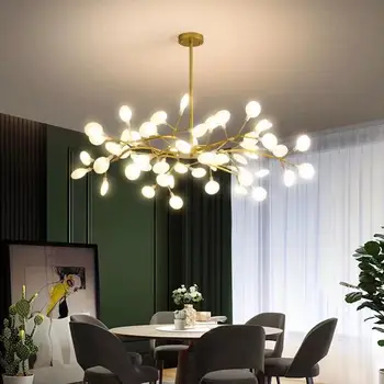 Скандинавская золотая Молочно-белая акриловая люстра с фейерверками, креативный домашний декор, гостиная, потолочное освещение в спальне, лампы для столовой