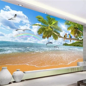 Пользовательские обои с морским пейзажем для стен 3D Пейзаж Мальдивы ТВ Фон 3D фреска обои для гостиной Наклейки на стены