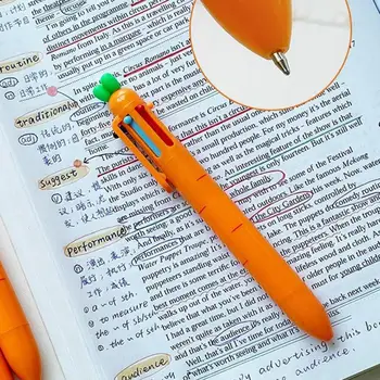 Ручка для подписи, креативная шариковая ручка в форме моркови, 6 цветов, выдвижная канцелярская ручка для школьного письма маркером, ручка в форме моркови