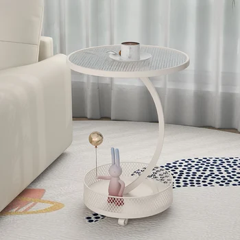 Круглый консольный столик в стиле Каваи, Основания для кроватей, консольный столик из скандинавского стекла, Круглый симпатичный Tavolino Da Salotto, Мебель для гостиной 47