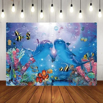 Фон для Фотосъемки Под Водой Фантастический Подводный Мир Аквариум Кораллы Фотофон Баннер Океанская Тема Реквизит Для Фотостудии