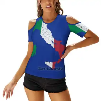 Флаг Италии, сексуальная футболка, повседневные топы, пуловер, Женские футболки со шнуровкой на спине, Флаг Италии, с штрихом и эмблемой, Флаг