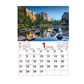 Ежемесячный настенный календарь 2024 Природные пейзажи Настенный календарь Коллекция фотографий природы Ежемесячный календарь для гостиной