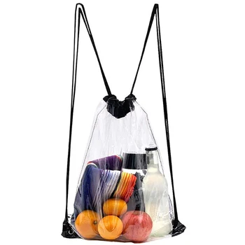 Прозрачный рюкзак на шнурке для хранения фруктов, спортивная сумка, спортивная упаковка 43x33 см, унисекс, большой емкости, легкий пляжный рюкзак