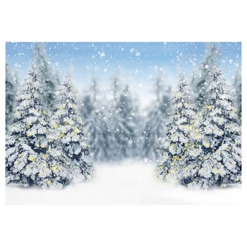210x150 см Зимний Снежный Фон Ткань Снежинка Рождественская Елка Блеск Белый Лес Вечерние Фотографии Фонов