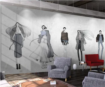 Ретро ручная роспись салона красоты магазин одежды инструменты фоновые обои магазин модной женской одежды на заказ 3D фреска