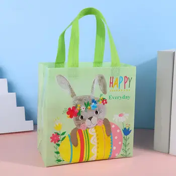 Сумка для пасхальной вечеринки с пасхальным кроликом, нетканый материал, угощения, сумка-тоут, подарочная сумка для покупок, 4 упаковки, портативная пасхальная сумочка
