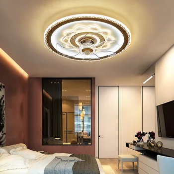 Креативный светильник для спальни, потолочный вентилятор, люстра со встроенным электрическим вентилятором, простая современная лампа для гостевой комнаты с дистанционным управлением.