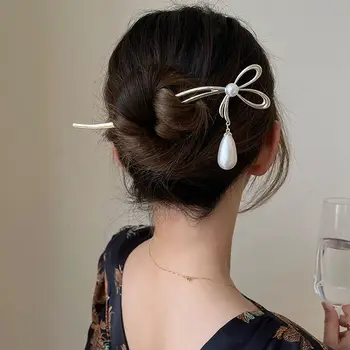 Элегантные украшения с жемчужными подвесками, инструмент для укладки плетения, высококачественная шпилька в корейском стиле, головные уборы, Женская палочка для волос, вилка для волос