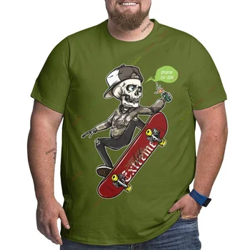 Skull Skate Забавные графические мужские футболки для Больших и Высоких Мужчин, Графические Футболки, Большие Футболки, Зеленая футболка размера плюс 6xl для мужчин