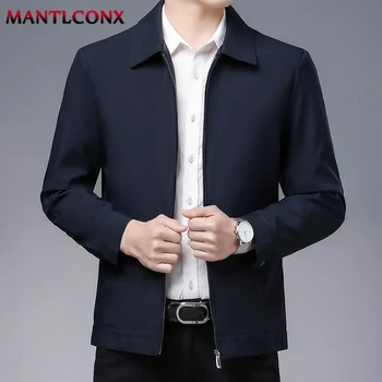 Демисезонный Новый мужской деловой пиджак, социальный блейзер, мужское пальто среднего возраста, свободная повседневная однотонная куртка, верхняя одежда для мужчин, офис