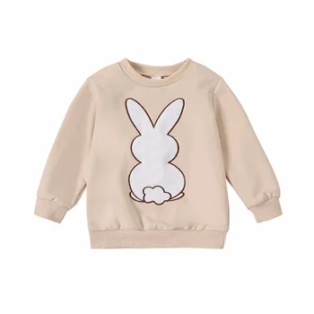 Детская толстовка с длинным рукавом и круглым вырезом, пуловер с капюшоном с кроликом, Пасхальная одежда для мальчиков и девочек