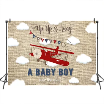 Фон для фотосъемки детского душа, ретро-самолет, облако, фон для мальчика, баннер для вечеринки по случаю дня рождения, декор