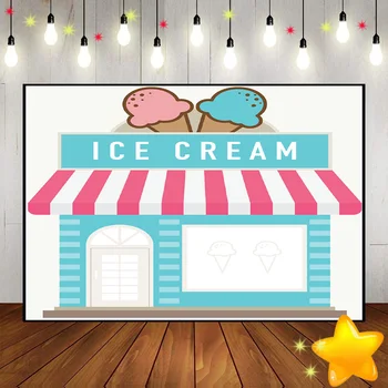 Фон Sweet Shoppe Симпатичный Десертный салон Candyland Ice Cream Background Photo Decoration Фотографии фонов Party Banner