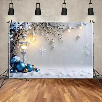 ЛУНА.QG Фон для Рождественской фотосессии, студийный фотографический фон, Белая деревянная доска, снежинка, ветка, шар, украшения для фотозоны