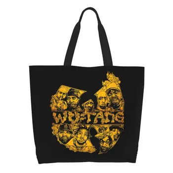 Wu Clan Tangs Hip Hop Band Сумка для покупок из милого холста с принтом, сумка для покупок через плечо, большая вместительная моющаяся сумка