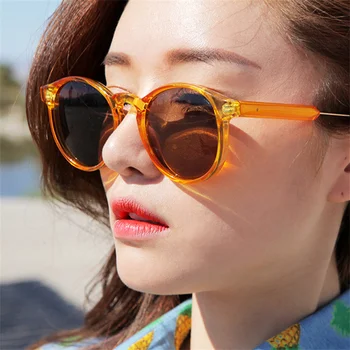 Прозрачные солнцезащитные очки в круглой оправе в стиле ретро, Женские Солнцезащитные очки для уличной фотографии, Солнцезащитные очки с защитой от ультрафиолета, Выпученные глаза