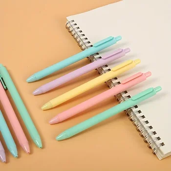 гелевая ручка Morandi Color Press 5шт, студенческая ручка Macaron Press Pen, Канцелярская ручка для подписи 0,5 мм черного цвета