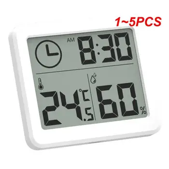 1-5 шт. Многофункциональный Термометр-гигрометр, Автоматический электронный монитор температуры и влажности, часы с большим 3,2-дюймовым ЖК-экраном