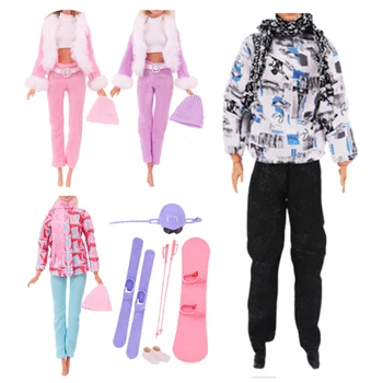 2 комплекта / упаковка зимней лыжной одежды для кукол 11,5 дюймов/30 см Аксессуары для игр на лыжах Кукольная одежда со шляпой и шарфом в повседневном стиле