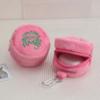 Кавайный женский Розовый плюшевый кошелек для монет, мультяшная подвеска, сумка для хранения, мини-кошельки для девочек, кошелек, мешочек для монет, карман для денег, сумка для наушников, новинка