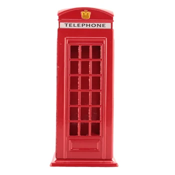Металлическая Красная Британская Английская Лондонская Телефонная Будка Банк Банк Монет Сберегательный Горшок Копилка Красная Коробка Телефонной Будки 140X60X60Mm