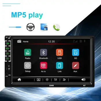 Автомобильный стерео Mp5-плеер с 7-дюймовым сенсорным экраном высокой четкости, универсальный Bluetooth-совместимый U-диск с воспроизведением Aux, радио с реверсивным видеодисплеем