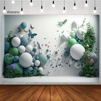 Летний минималистичный фон Avezano Фон для портретной фотографии Листья Дикие природные пейзажи Воздушные шары Бабочки Фотостудия