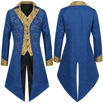 S-3XL, Средневековый Жаккардовый Викторианский костюм для косплея, Готический фрак, куртка Renaissanc Nobleman Prince, Сценический костюм для вечеринки на Хэллоуин