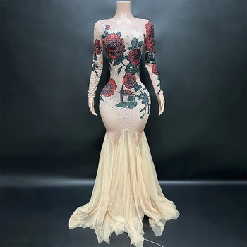 Индивидуальное новое кружевное платье с длинными рукавами и высокоэластичными блестками, сексуальное обтягивающее платье для вечеринки по случаю дня рождения, нарядное длинное платье