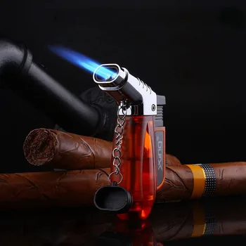 Газовая Зажигалка Ветрозащитный Локоть Jet 2 Flame Металлический Пистолет-Распылитель Бутан Видимое Газовое Окно Факел Зажигалки Для Сигар Точка Курения Прижигание
