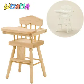 Миниатюрный кукольный домик 1: 12, деревянный Детский обеденный стул, модель стульчика для кормления, кухонная мебель, аксессуар для декора кукольного домика, игрушка понарошку