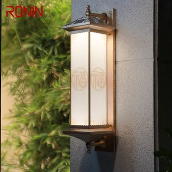 РОНИН Солнечный Открытый Настенный Светильник Творчество Бронзовый Бра Огни LED Водонепроницаемый IP65 для Дома Вилла Балкон Двор