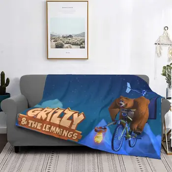 Grizzy e os lemmings cobertor rave festa filmes crianças velo lance cobertores quarto sofá decoração ultra-macio quente colcha