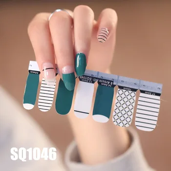 14 подсказок / лист, Корейская версия, Многоцветные наклейки, обертывания для ногтей, полное покрытие, Наклейка для лака для ногтей, клей для украшения ногтей DIY