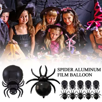 5шт Воздушных шаров из фольги с пауками на Хэллоуин, воздушный шар с черными пауками, воздушный шар на День рождения, декор для вечеринки в честь Дня Хэллоуина, воздушный шар-паук