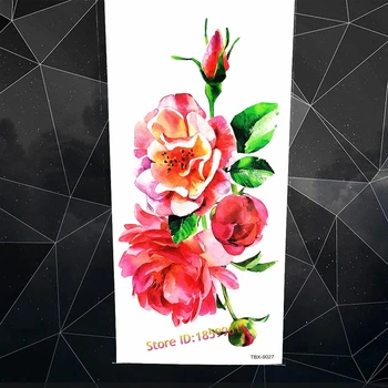 3D Акварельный Цветок Роза Пион Индийские Поддельные Временные Татуировки Наклейки Для Женщин Девочек Макияж татуировки Боди-Арт Руки Ноги Татуировки
