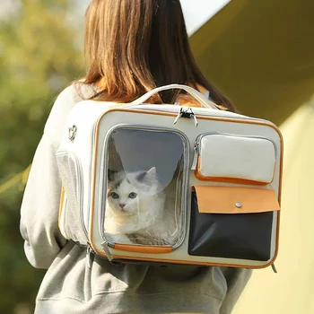 Новый рюкзак для домашних животных, многофункциональный, большой емкости для кошек и собак, защищающий от света на открытом воздухе и дышащий Ручной / наплечный рюкзак