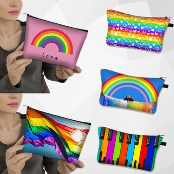 Косметичка для лесбиянок с 3D-принтом, косметичка Rainbow Love Is Love, модная женская губная помада, косметички, туалетные принадлежности, сумка для хранения, подарок