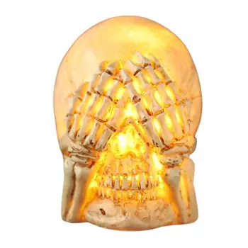 Декор в виде черепа на Хэллоуин, освещенные черепа на Хэллоуин, Головы, смола, легкое Прочное украшение на Хэллоуин, Ужас для дома с привидениями