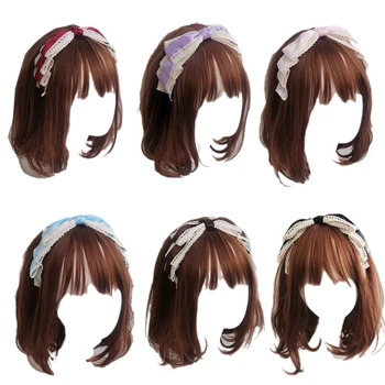 Q0KE Японский обруч для волос с большим бантом, кружевной головной убор горничной, резинка для волос, аксессуар для волос принцессы женского пола