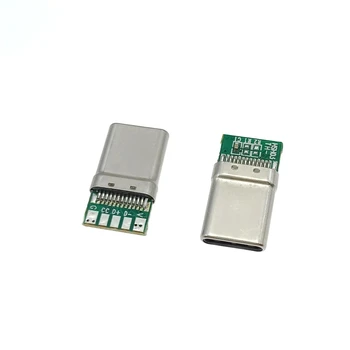 5ШТ USB 3.1 Type-C CTOCPD 20 Вт штекерный разъем с 5-контактной штекерной розеткой для пайки проводов и кабелей с поддержкой высокого тока печатной платы